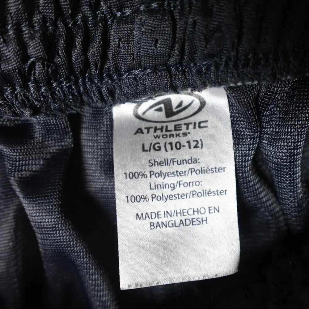 Athletic Works Kids Black Mesh Basketball Shorts Size L 10-12 Elastic Waist